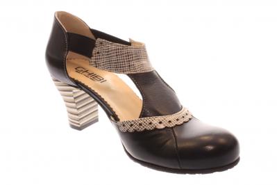 Ghibi Damen Sandale schwarz/weiß (Schwarz) A042