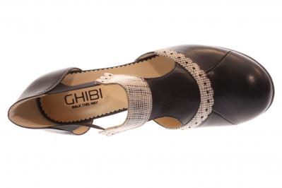 Ghibi Damen Sandale schwarz/weiß (Schwarz) A042