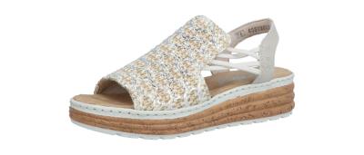 Rieker Damen Sandale 627 beige-silber/cliff (Beige) 62741-60