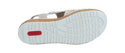 Rieker Damen Sandale 627 beige-silber/cliff (Beige) 62741-60