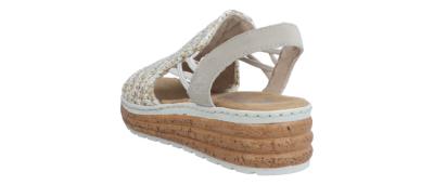 Rieker Damen Sandale 627 beige-silber/cliff (Beige) 62741-60