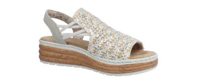 Rieker Damen Sandale 627 beige-silber/cliff (Beige) 62741-60