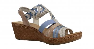 Rieker Damen Sandale perle/sky/altrosa (Mehrfarbig) V1975-60