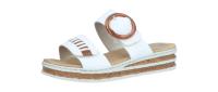 Rieker Damen Pantolette weiss/nuss (Weiß) 62993-80